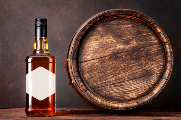 hexagon labels whiskey bottles