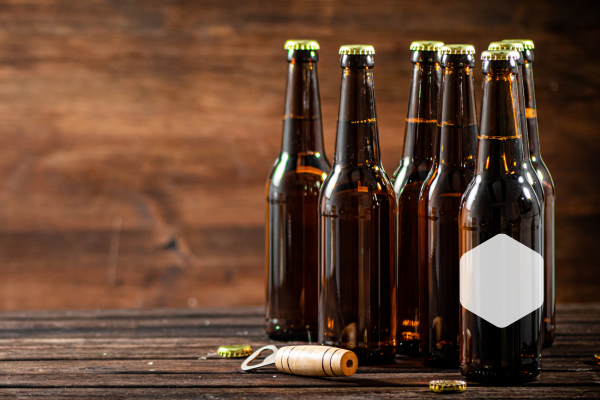 hexagon labels beer bottles